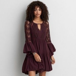 American Eagle Outfitters Lace Bell Sleeve Dress